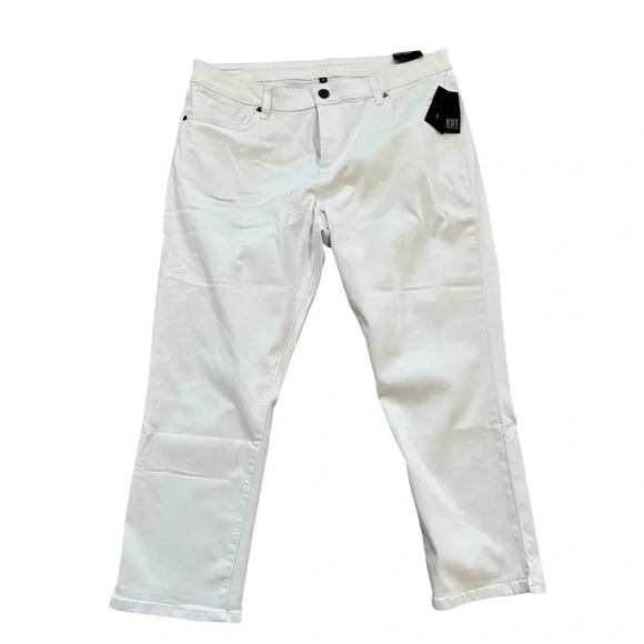 Kut from the Kloth Women’s White Mid-Rise Denim Crop Skinny Jeans Size 16 NWT - Picture 1 of 8